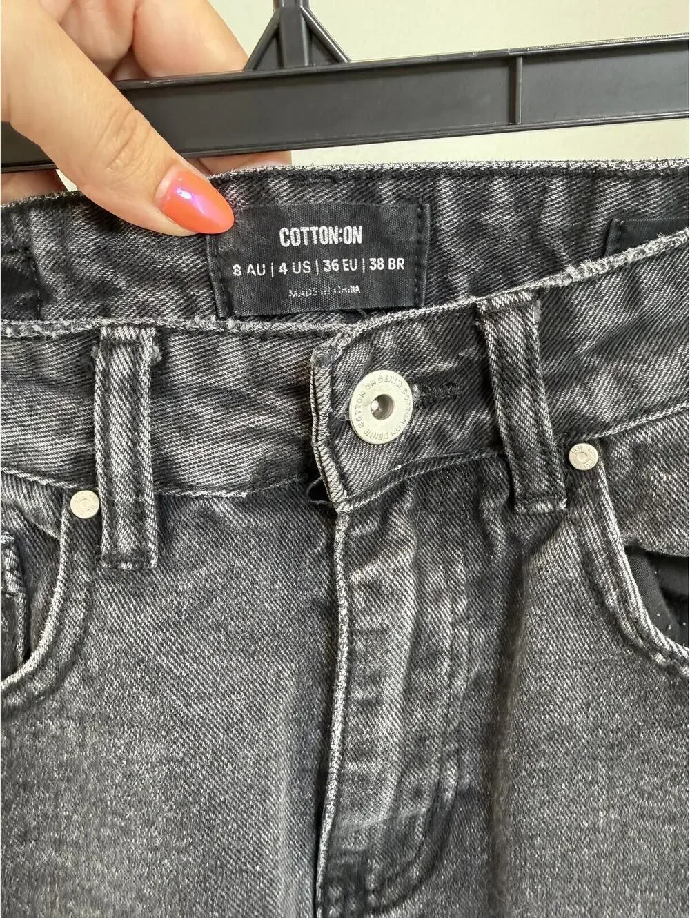 Cotton On Mom Jean In Black Acid Wash - Women's 4